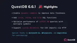 Banner for blog post "QuestDB 6.6.1 - Dynamic Commits"