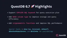 Banner for blog post "QuestDB 6.7 Release"