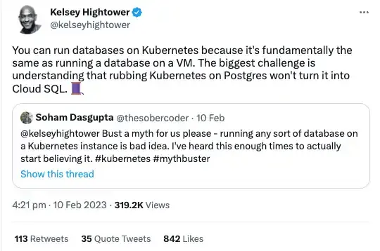 Banner for blog post "Running Databases on Kubernetes"