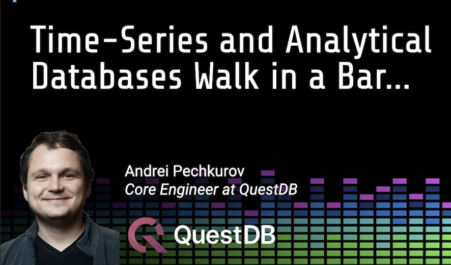 Banner for blog post "Time-series and analytical databases walk into a bar"