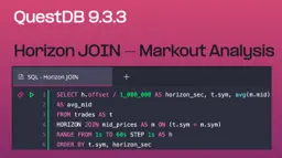 Banner for blog post "QuestDB 9.3.3: HORIZON JOIN, twap(), and JIT on ARM64"