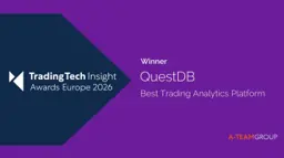 Banner for blog post "QuestDB Wins Best Trading Analytics Platform at TradingTech Insight Awards Europe 2026"