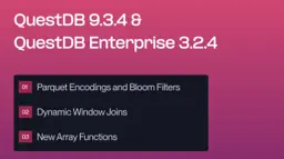 Banner for blog post "QuestDB 9.3.4: Dynamic WINDOW JOIN & Parquet Bloom Filters"