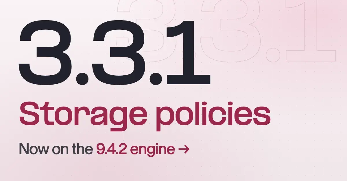 Banner for blog post "QuestDB Enterprise 3.3.1: storage policies, custom CA, and finer-grained access control"