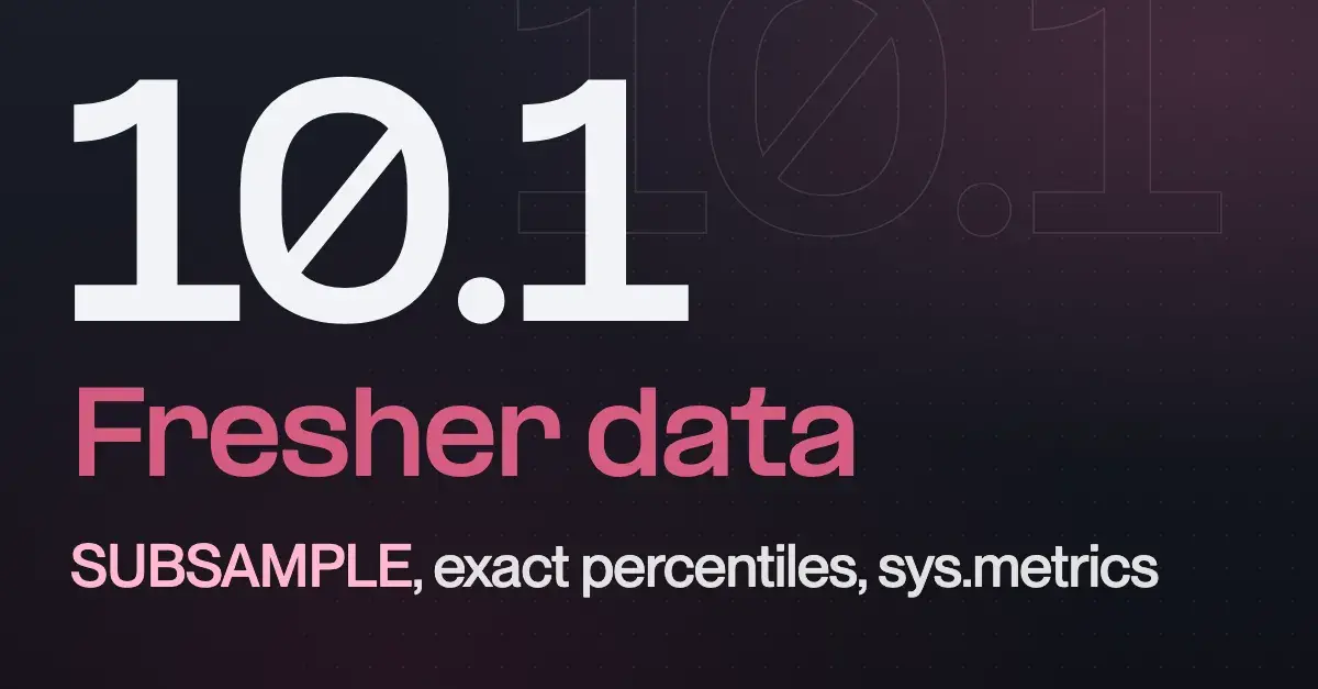 Banner for blog post "QuestDB 10.1: fresher data, less I/O, and more analysis in SQL"