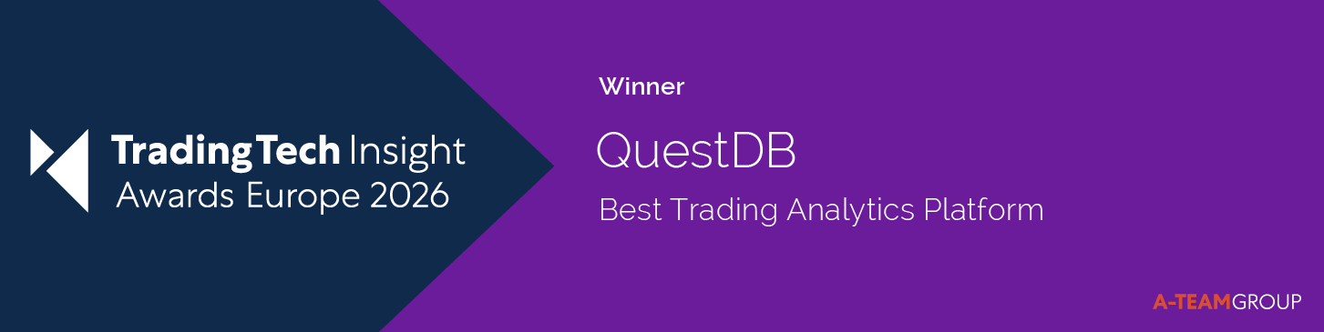 TradingTech Insight Awards Europe 2026 Winner — QuestDB — Best Trading Analytics Platform