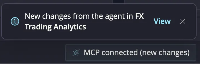 The 'New changes from the agent' notification in the Web Console