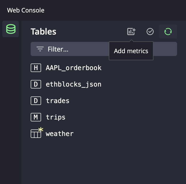 Web Console monitoring dashboard