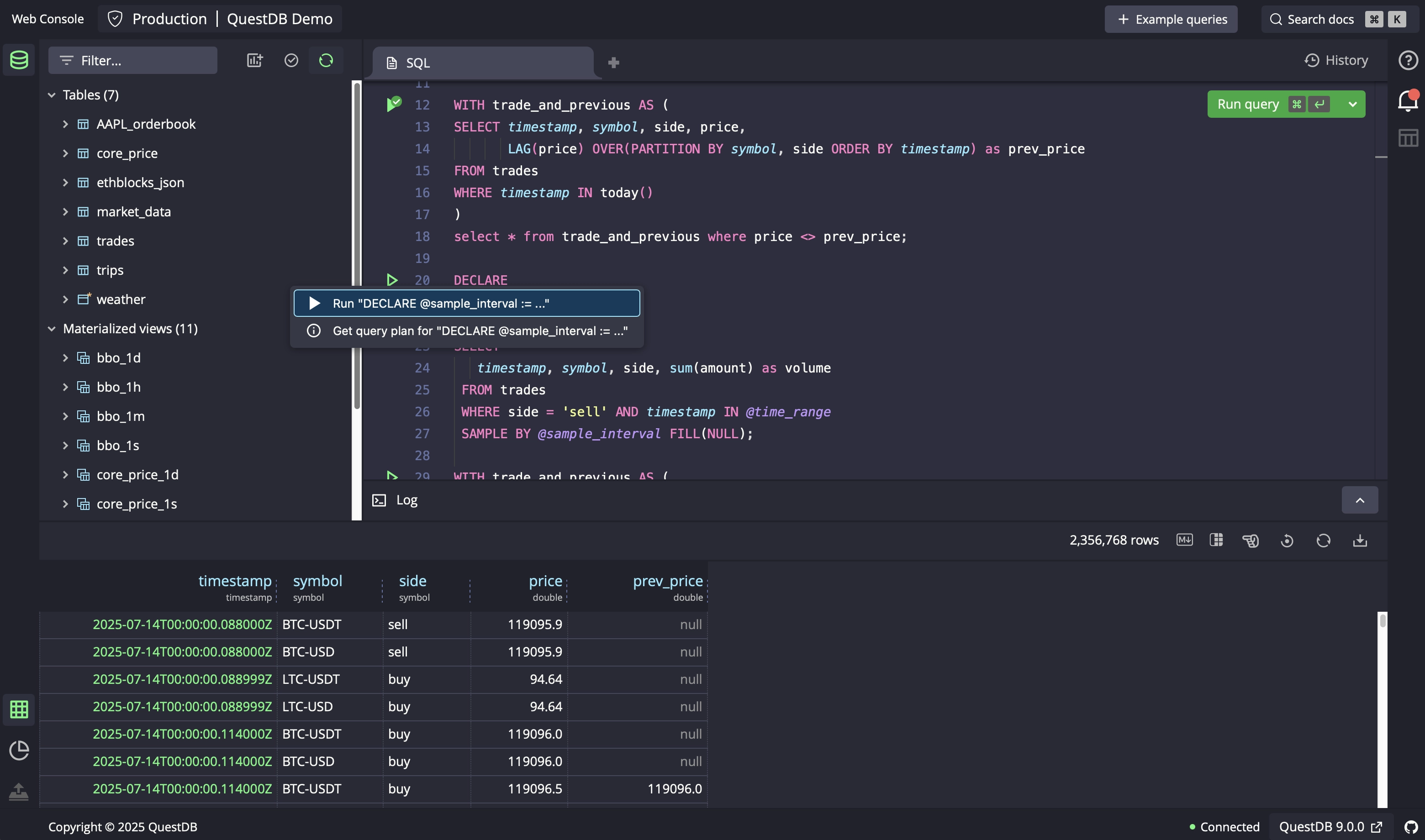 Per-line query runners