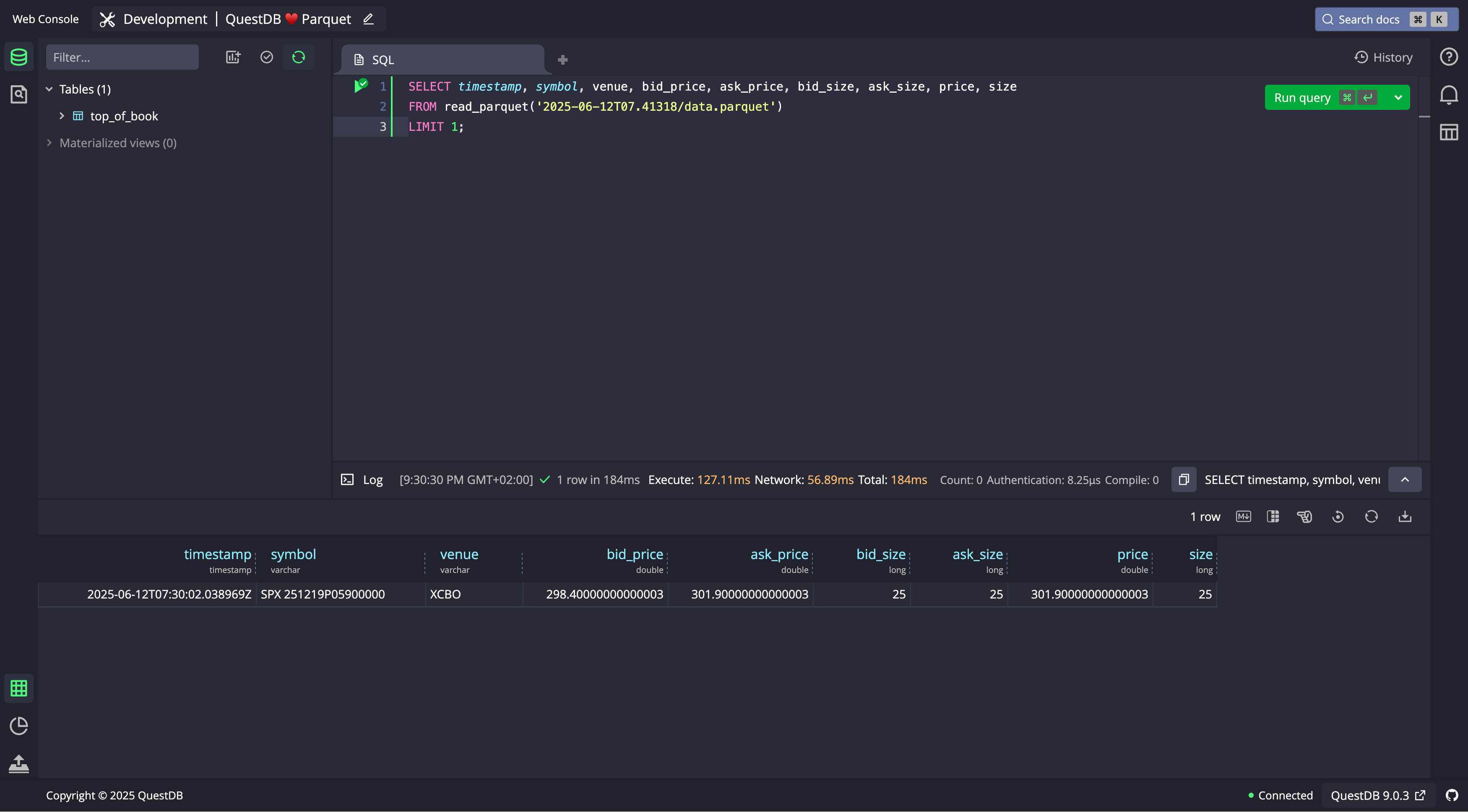 Reading From an External Parquet File